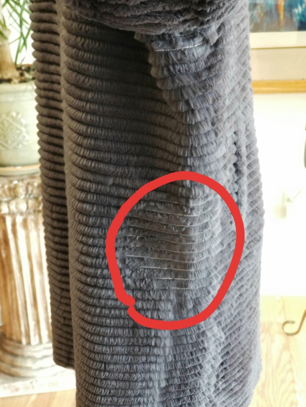 Reversible Rabbit Fur Coat With Hood in Gray - Picture 10 of 12